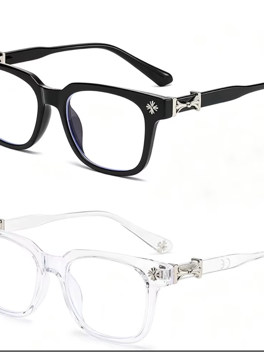 Chrome Hearts Black & Clear Square Frame Sunglasses